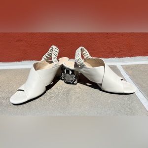 Cole Haan 7.5 white sandal heels women’s leather open toe